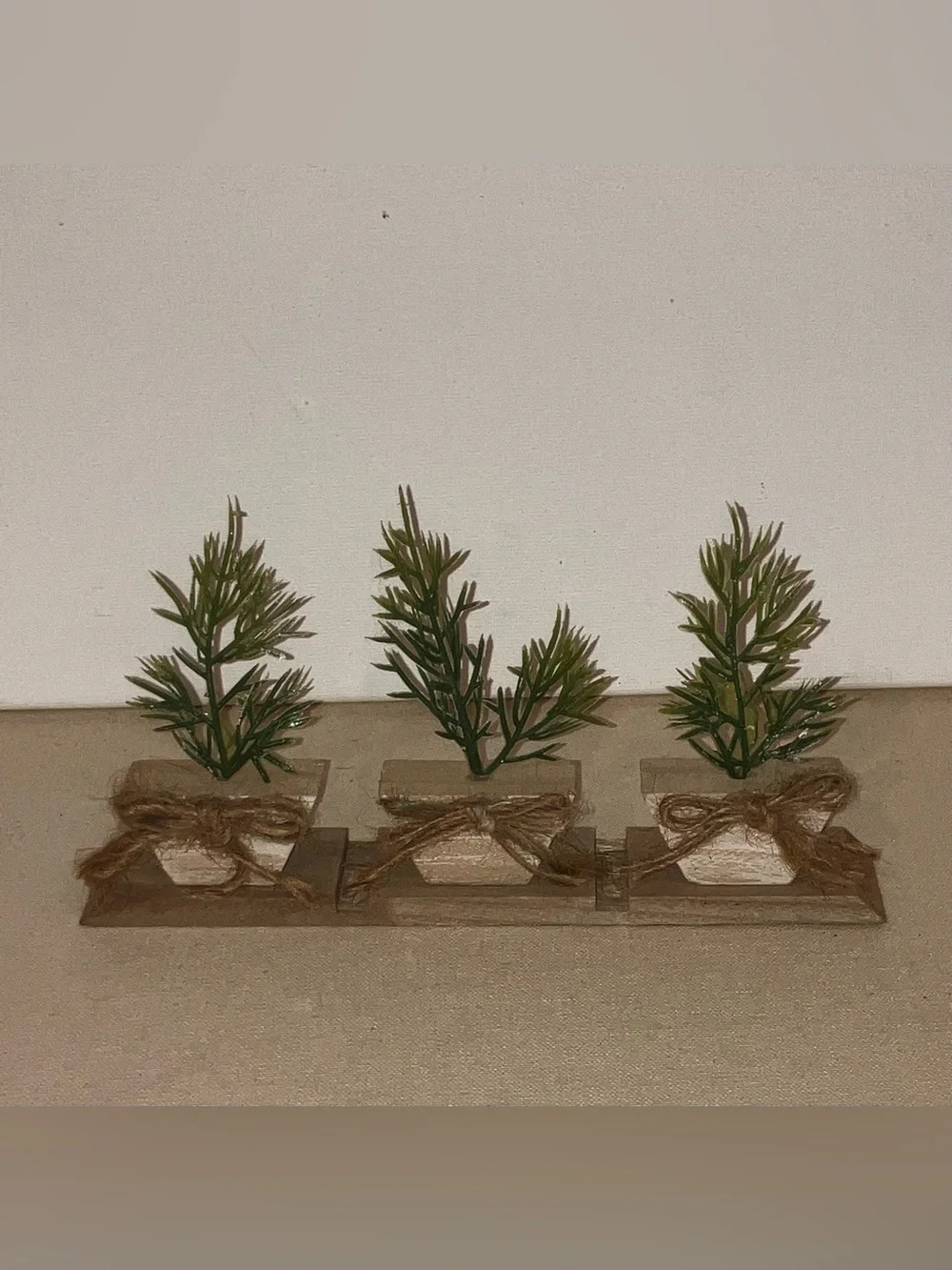 Rustic Triple Planter decor with artificial Greenery